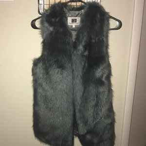 Teal fur vest